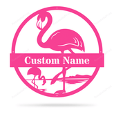 Flamingo Monogram Cut Metal Sign Metal House Sign Decorations