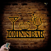Metal Bar Sign-personalized Bar Theme Sign, Custom Bar Theme Sign With Led Lights