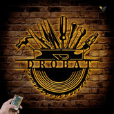 Personalized Carpenter Monogram Metal Sign With Led Lights, Papas Work Shop Metal Wall Art, Contractor Sign, Man Cave Art