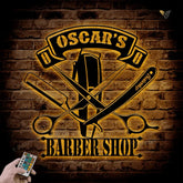 Personalized Barber Shop Equipment Metal Wall Art With Led Lights, Barber Shop Sign, Custom Hairstylist Sign, Gifts For Hairdresser