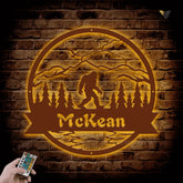 Great Outdoors Bigfoot Monogram, Metal Wall Art With Led Lights, Metal Wall Art, Metal House Sign