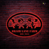 Pig Farm Metal Wall Art With Led Lights, Metal Pig Farm Sign, Farmhouse Decor, Pot Bellied Pig Sign, Family Name Sign, Farm Metal Sign