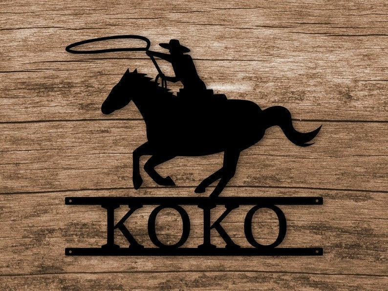 Custom Roping Horse Stall Sign, Personalized Horse Nameplate Laser Cut Metal Signs Custom Gift Ideas