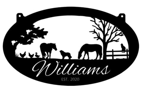 Personalized Metal Horses Sign ,farm Sign Horses Dog Fence Cat, Metal Wall Art, Metal House Sign Laser Cut Metal Signs Custom Gift Ideas