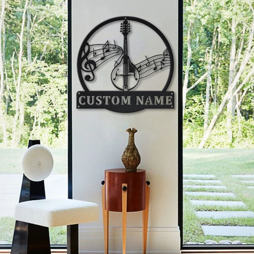 Personalized Mandolin Monogram Metal Sign Art, Custom Mandolin Metal Sign, Mandolin Gifts For Gift, Musical Instrument Gift Laser Cut Metal Signs Custom Gift Ideas