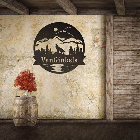 Howling Coyote Monogram, Cut Metal Sign, Metal Wall Art, Metal House Sign Laser Cut Metal Signs Custom Gift Ideas