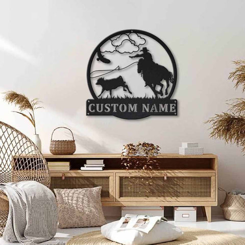 Personalized Calf Roping Sport Monogram Metal Sign Art, Custom Calf Roping Sport Metal Sign, Hobbie Gifts, Sport Gift, Birthday Gift Laser Cut Metal Signs Custom Gift Ideas
