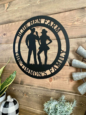 Personalized Cowboy And Cowgirl Sign, Cut Metal Sign, Metal Wall Art, Metal House Sign Laser Cut Metal Signs Custom Gift Ideas