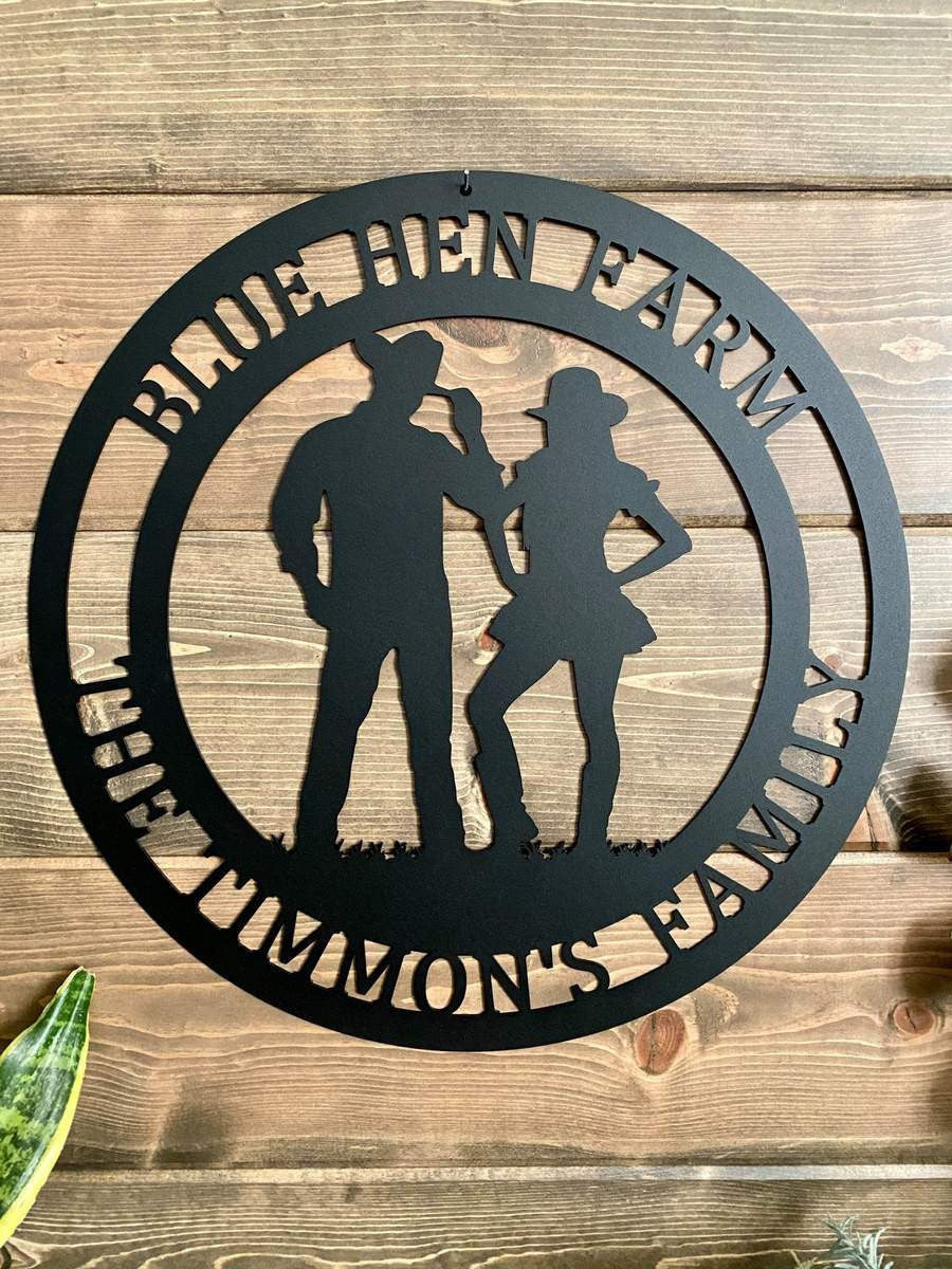 Personalized Cowboy And Cowgirl Sign, Cut Metal Sign, Metal Wall Art, Metal House Sign Laser Cut Metal Signs Custom Gift Ideas