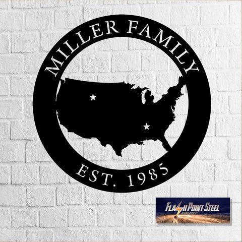 Usa United States Metal Art, Usa Map Personalized Sign, Established, Rustic, Ranch Sign, Family Sign, Entrance Sign, Wall Art, Home Decor Laser Cut Metal Signs Custom Gift Ideas