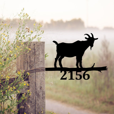 Personalized Address Goat Tree Stake, Garden Decor, Gift For Dad Laser Cut Metal Signs Custom Gift Ideas