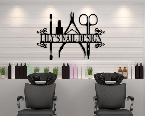 Nail Salon Personalized Shop Name Metal Wall Art Laser Cut Metal Signs Custom Gift Ideas