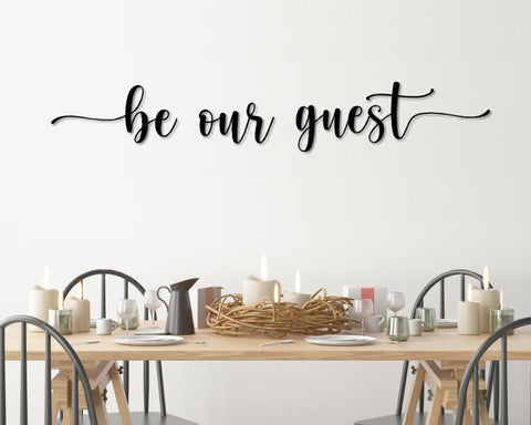 Be Our Guest Metal Word Art, Honey Script Word Art, Indoor Outdoor Be Our Guest Metal Sign, Be Our Guest Metal Wall Art, Farmhouse Decor Laser Cut Metal Signs Custom Gift Ideas