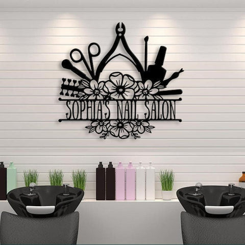 Nail Salon Personalized Shop Name Metal Wall Art Laser Cut Metal Signs Custom Gift Ideas