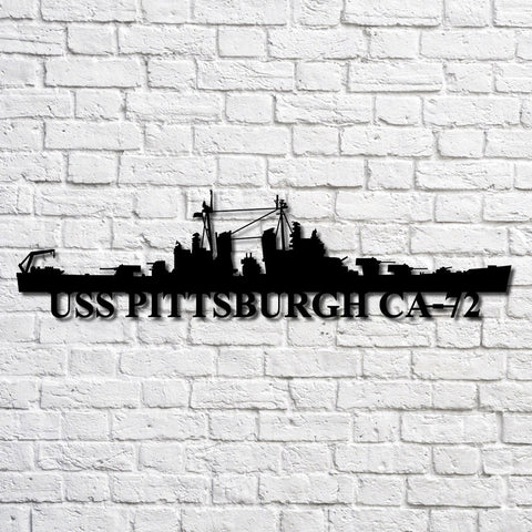 Uss Pittsburgh Ca72 Navy Ship Metal Art, Gift For Navy Veteran, Navy Ships Silhouette Metal Art, Navy Home Decor Laser Cut Metal Signs Custom Gift Ideas