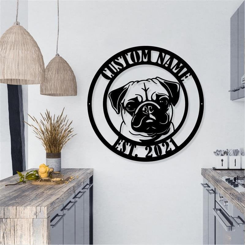 Personalized Pug Dog Sign, Pug Dog Sign, Pug Dog Gifts, Pet Name Sign, Gift For Pet Owner, Pug Dog Decor, Pug Dog Gifts For Men Laser Cut Metal Signs Custom Gift Ideas