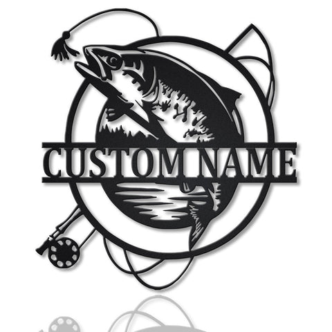 Personalized Trout Fishing Fish Pole Metal Sign Art, Custom Trout Fishing Metal Sign, Trout Fishing Gifts For Men, Trout Fishing Gift Laser Cut Metal Signs Custom Gift Ideas