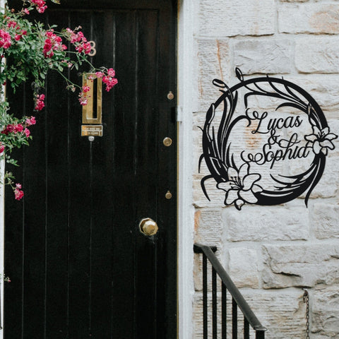 Personalized Metal Sign, Personelized Flower, Custom Last Name Sign, Family Name Sign, Metal Wall Art, Split Monogram, Wedding Gift Laser Cut Metal Signs Custom Gift Ideas