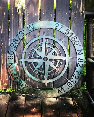 Compass your coordinates Personalized Cut Metal Sign Laser Cut Metal Signs Custom Gift Ideas