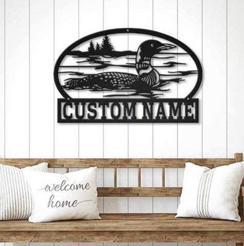 Custom Loon Metal Sign Lake House Decor, Lake House Sign, Family Name Sign, Hunting Bird, Metal Sign Custom, Welcome Sign Laser Cut Metal Signs Custom Gift Ideas