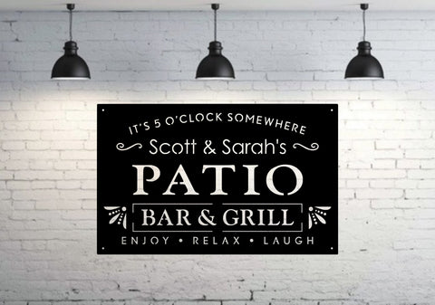 Personalized Metal Family Bar And Grill Sign Outdoor Last Name Patio Decor Man Cave Laser Cut Metal Signs Custom Gift Ideas