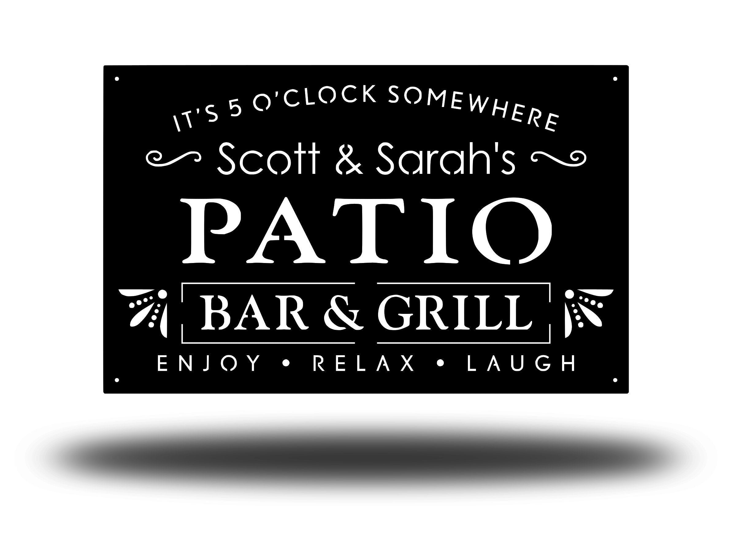 Personalized Metal Family Bar And Grill Sign Outdoor Last Name Patio Decor Man Cave Laser Cut Metal Signs Custom Gift Ideas