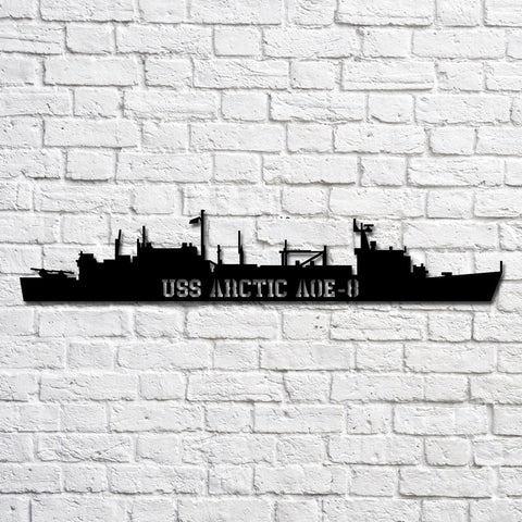 Uss Arctic Aoe8 Navy Ship Metal Art, Custom Us Navy Ship Cut Metal Sign, Gift For Navy Veteran, Navy Ships Silhouette Metal Art, Navy Home Decor Laser Cut Metal Signs Custom Gift Ideas