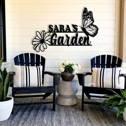 Flower Butterfly Garden Personalized Cut Metal Sign Laser Cut Metal Signs Custom Gift Ideas