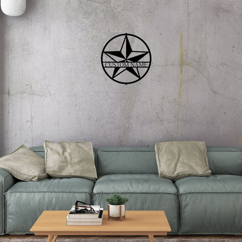 Star Personalized Indoor Outdoor Steel Wall Art Sign Father's Day Dad Husband Grandfather Son Brother Man Cave Garage Living Room Laser Cut Metal Signs Custom Gift Ideas