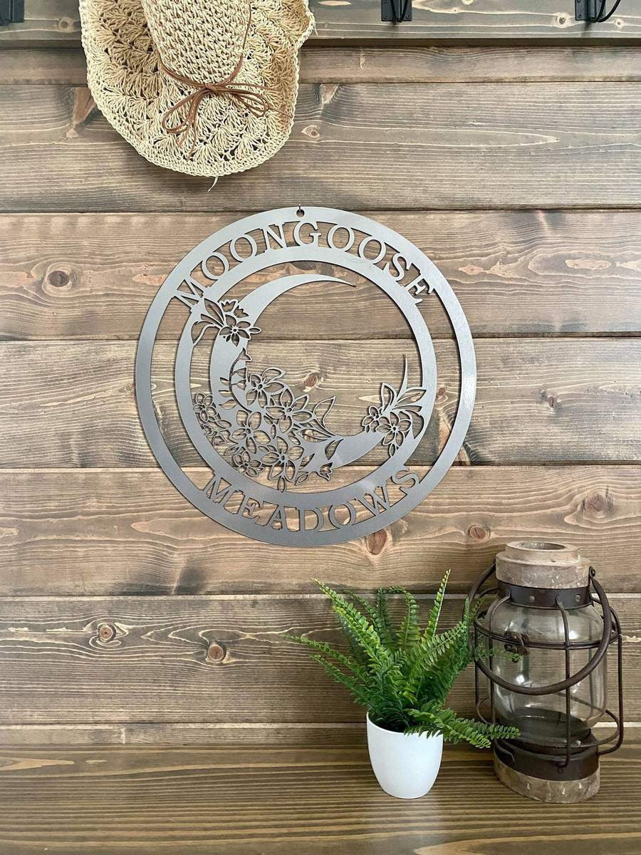 Garden Moon Family Established Sign, Cut Metal Sign, Metal Wall Art, Metal House Sign Laser Cut Metal Signs Custom Gift Ideas