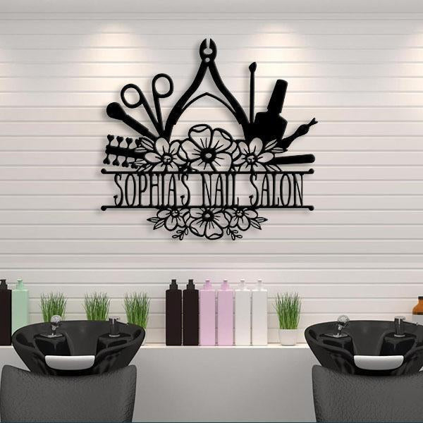 Nail Salon Personalized Shop Name Metal Wall Art Cut Metal Sign Laser Cut Metal Signs Custom Gift Ideas