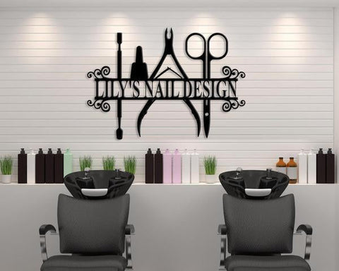 Nail Salon Personalized Shop Name Metal Wall Art Cut Metal Sign Laser Cut Metal Signs Custom Gift Ideas