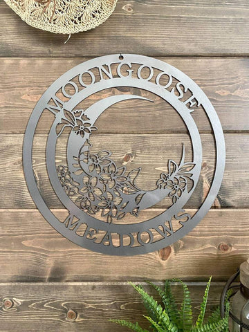 Garden Moon Family Established Sign, Cut Metal Sign, Metal Wall Art, Metal House Sign Laser Cut Metal Signs Custom Gift Ideas