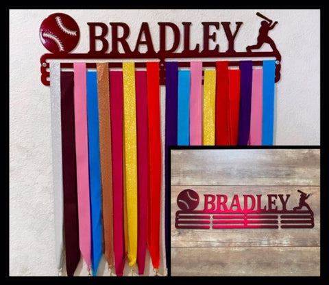 Baseball Custom Name Medal Hanger Holder Display Rack 3rung Laser Cut Metal Signs Custom Gift Ideas