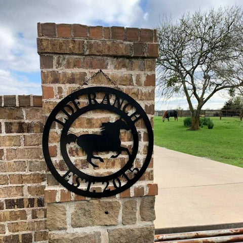 Equestrian Gifts Custom Gift For Horse Lover, Horse Farm Sign Personalized Family Name Or Address Ranch Decor, Laser Cut Metal Signs Custom Gift Ideas