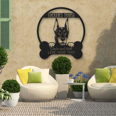 Doberman Pinscher Dog Lovers Funny Personalized Metal House Sign Laser Cut Metal Signs Custom Gift Ideas