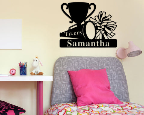 Custom Name Sign, Personalized Cheer Name Sign, Custom Metal Cheerleading, Metal Nursery Wall Hanger, Sport Home Decor, Cheerleader Gifts Laser Cut Metal Signs Custom Gift Ideas