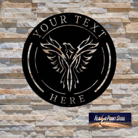Custom Phoenix Bird Emblem, Personalized, Family Name Sign, Custom Metal Sign, Home Decor, Metal Art, Wall Decor, Entrance Sign, Gate Sign Laser Cut Metal Signs Custom Gift Ideas