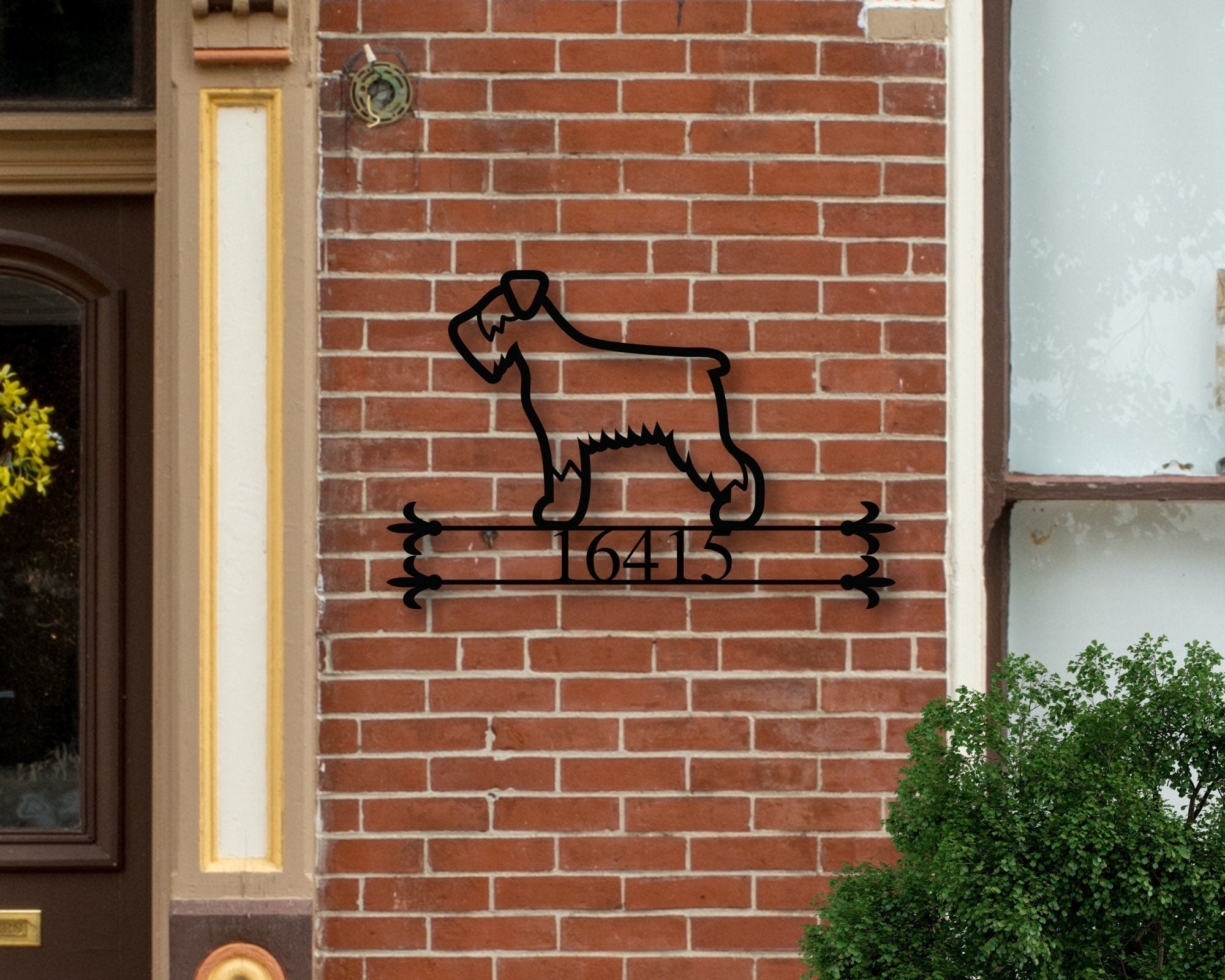 Personalized Metal Family Dog Sign, Metal House Number Dog Sign, Front Porch Sign, Address Sign, Metal Schnauzer Sign, Custom Schnauzer Sign Laser Cut Metal Signs Custom Gift Ideas
