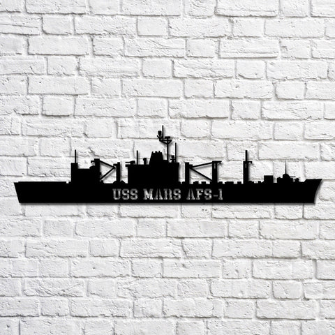 Uss Mars Afs1 Navy Ship Metal Art, Custom Us Navy Ship Cut Metal Sign, Gift For Navy Veteran, Navy Ships Silhouette Metal Art, Navy Home Decor Laser Cut Metal Signs Custom Gift Ideas