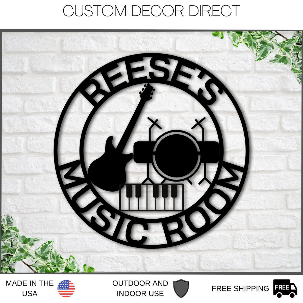 Custom Music Room Sign, Music Studio Metal Sign, Personalized Music Decor, Musical Instruments Sign, Musician Gift, Guitar Drums Keyboard Laser Cut Metal Signs Custom Gift Ideas