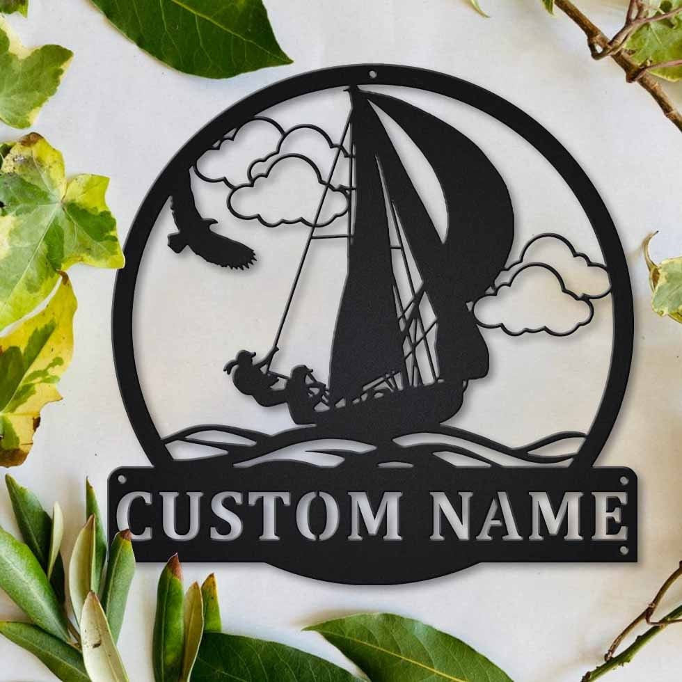 Personalized Sailing Monogram Metal Sign Art, Custom Sailing Metal Sign, Hobbie Gifts, Sport Gift, Birthday Gift Laser Cut Metal Signs Custom Gift Ideas