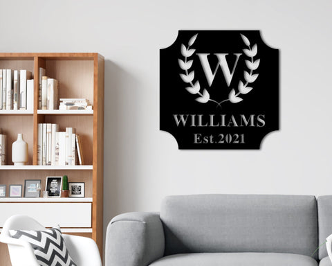 Personalized Metal Sign, Custom Last Name Sign, Family Name Sign, Metal Wall Art Split Monogram, Personalized Wedding Gift, Established Sign Laser Cut Metal Signs Custom Gift Ideas