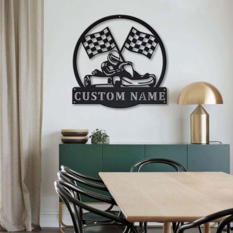 Personalized Go Kart Racing Monogram Metal Sign Art, Custom Go Kart Racing Metal Sign, Hobbie Gifts, Sport Gift, Birthday Gift Laser Cut Metal Signs Custom Gift Ideas