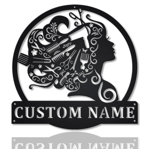 Beauty Salon Hair Monogram Personalized Metal House Sign