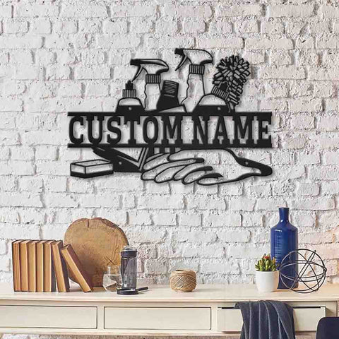 Personalized Cleaning Service Metal Sign Art, Custom Cleaning Service Monogram Metal Sign, Cleaning Gifts, Job Gift, Decor Decoration Laser Cut Metal Signs Custom Gift Ideas