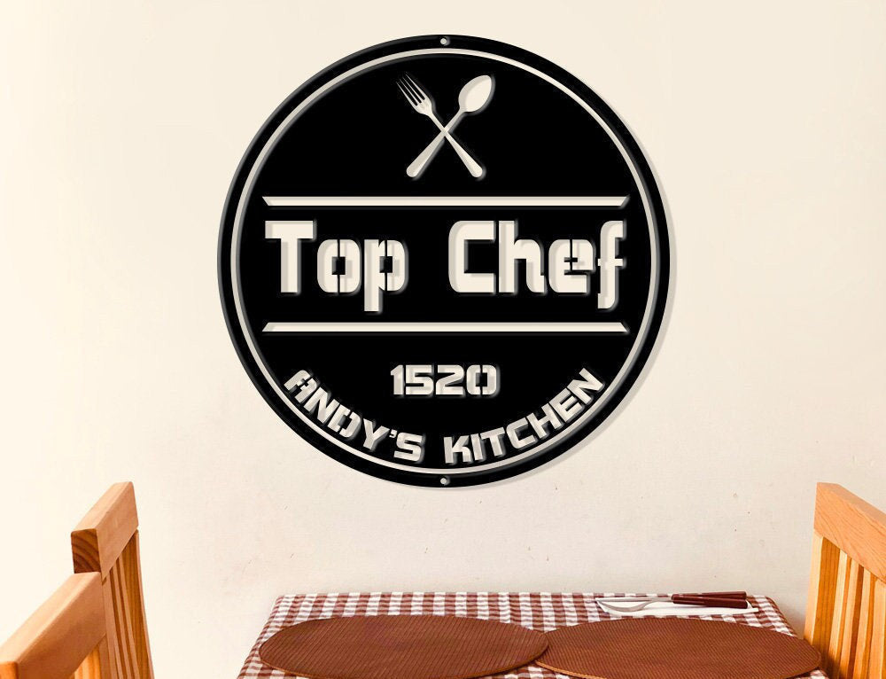 Top Chef Sign, Personalized Kitchen Sign, Kitchen Wall Sign, Kitchen Metal Signs, Custom Metal Cooking Decor, Chef Sign Laser Cut Metal Signs Custom Gift Ideas