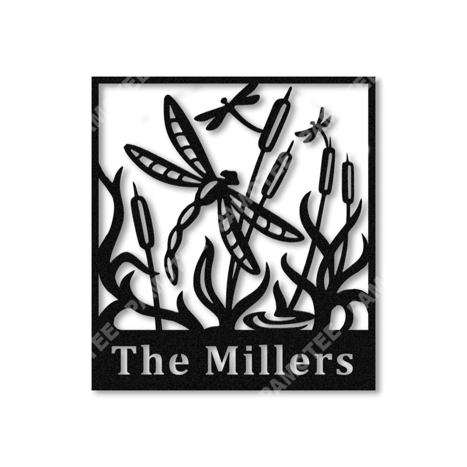 Personalized Dragonfly In Lake, Pond Metal Sign, Steel Wall Hanging Gift, Metal Laser Cut Metal Signs Custom Gift Ideas