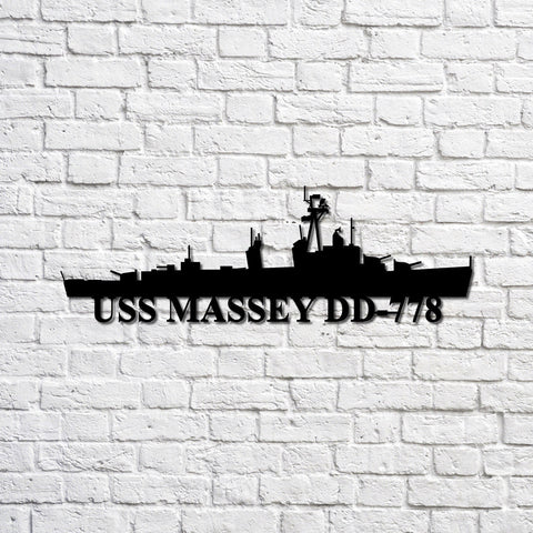 Uss Massey Dd778 Navy Ship Metal Sign, Memory Wall Metal Sign Gift For Navy Veteran, Navy Ships Silhouette Metal Sign Laser Cut Metal Signs Custom Gift Ideas