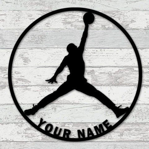 A Jordan Personalized Metal Wall Art, Basketball Jumpman Metal Sign Wall Decor, Cut Metal Sign, Metal Wall Art, Metal House Sign Laser Cut Metal Signs Custom Gift Ideas